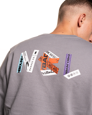 BLUZA BEZ KAPTURA STICKERS GREY